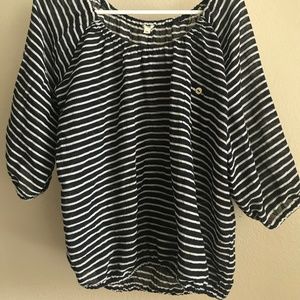 JCrew Striped Cotton Long Sleeve Blouse